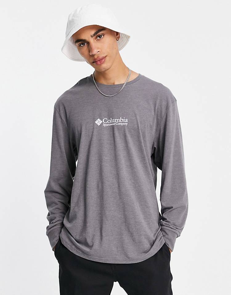 Columbia Hopedale long sleeve t-shirt in dark gray Exclusive at ASOS